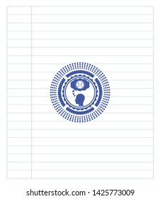 depression icon draw (pen strokes). Blue ink. Vector Illustration. Detailed.