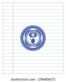 depression icon emblem draw with pen effect. Blue ink. Vector Illustration. Detailed.