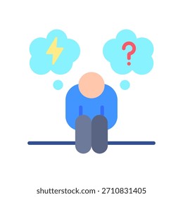Depression Icon Flat Vector Illustration