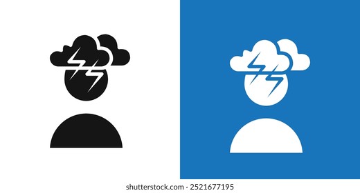 Depression icon Flat vector set outline
