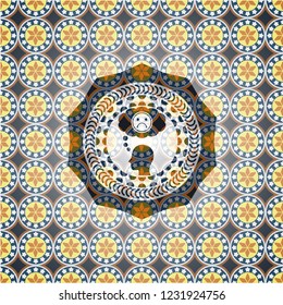 depression icon inside arabesque badge. arabic decoration.
