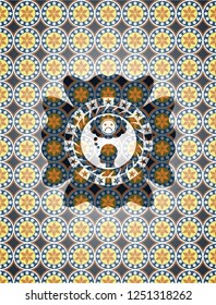 depression icon inside arabesque emblem. arabic decoration.