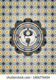 depression icon inside arabesque style emblem. arabic decoration.