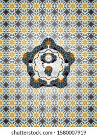 depression icon inside arabesque style emblem. arabic decoration.