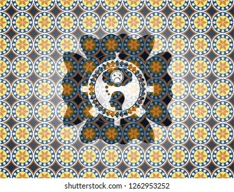 depression icon inside arabic emblem background. Arabesque decoration.