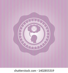 depression icon inside badge with pink background