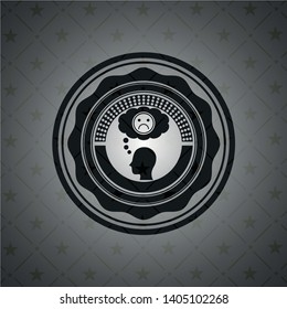 depression icon inside black emblem. Vintage.