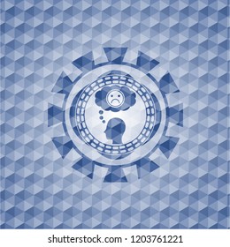 depression icon inside blue badge with geometric pattern background.