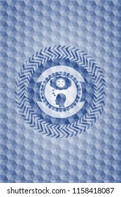 depression icon inside blue emblem or badge with abstract geometric polygonal pattern background.