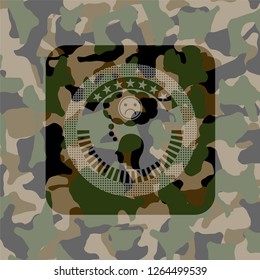 depression icon inside camouflaged emblem