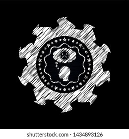 depression icon inside chalkboard emblem