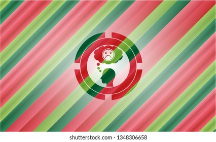 depression icon inside christmas badge.