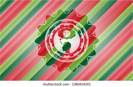 depression icon inside christmas colors badge.