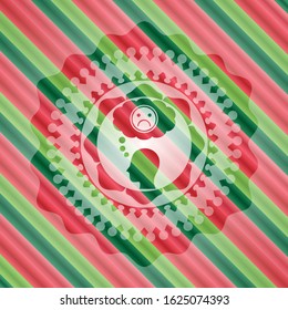 depression icon inside christmas emblem background.