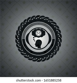 depression icon inside dark badge or emblem