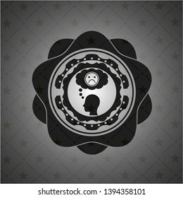 depression icon inside dark emblem. Retro