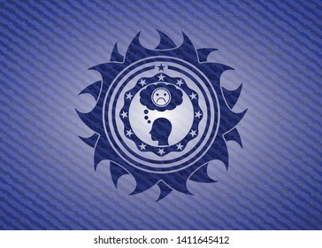 depression icon inside emblem with denim high quality background