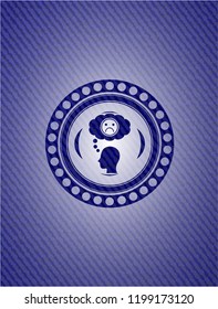 depression icon inside emblem with jean texture