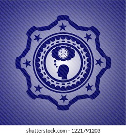 depression icon inside emblem with jean high quality background