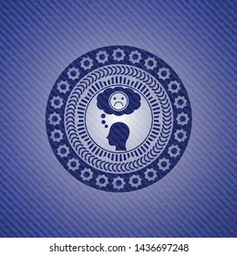 depression icon inside emblem with jean high quality background
