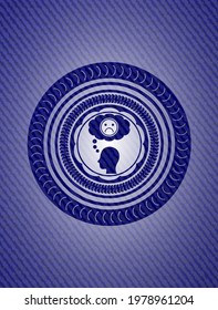 depression icon inside emblem with jean texture. 