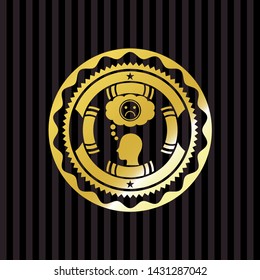 depression icon inside gold badge or emblem