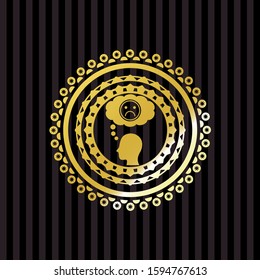 depression icon inside gold badge or emblem
