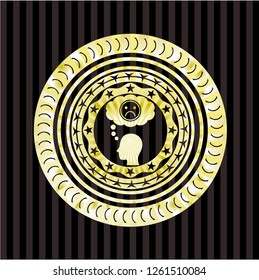 depression icon inside gold shiny badge