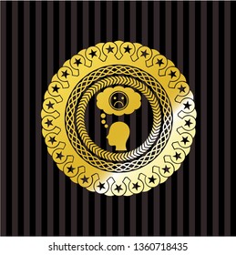 depression icon inside golden badge or emblem