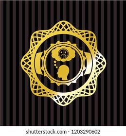 depression icon inside golden emblem or badge