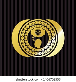 depression icon inside golden emblem or badge