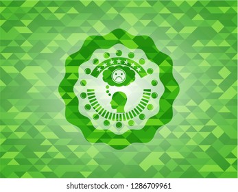 depression icon inside green mosaic emblem