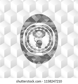 depression icon inside grey badge with geometric cube white background