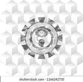 depression icon inside grey badge with geometric cube white background