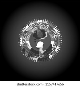 depression icon inside grey camouflage emblem