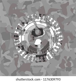 depression icon inside grey camouflage texture