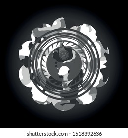 depression icon inside grey camouflage emblem