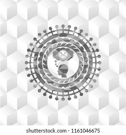 depression icon inside grey icon or emblem with geometric cube white background