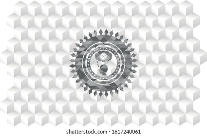depression icon inside grey icon or emblem with geometric cube white background