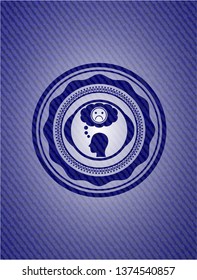 depression icon inside jean or denim emblem or badge background