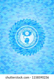 depression icon inside light blue emblem with mosaic background