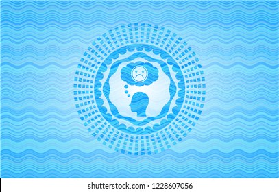 depression icon inside light blue water badge background.