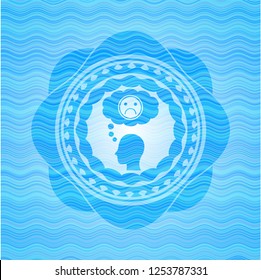 depression icon inside light blue water badge.
