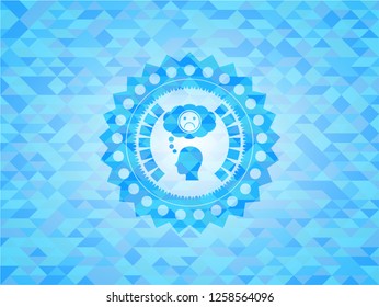 depression icon inside light blue mosaic emblem