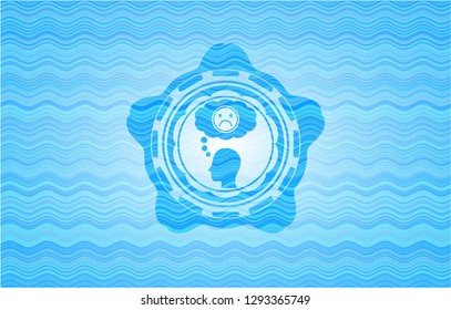 depression icon inside light blue water style emblem.