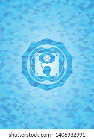 depression icon inside light blue emblem with mosaic ecological style background