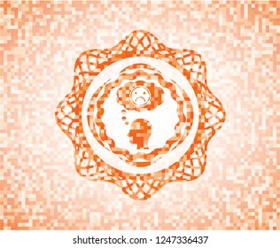 depression icon inside orange mosaic emblem