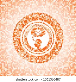 depression icon inside orange mosaic emblem