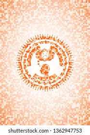 depression icon inside orange mosaic emblem