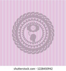 depression icon inside pink emblem. Vintage.